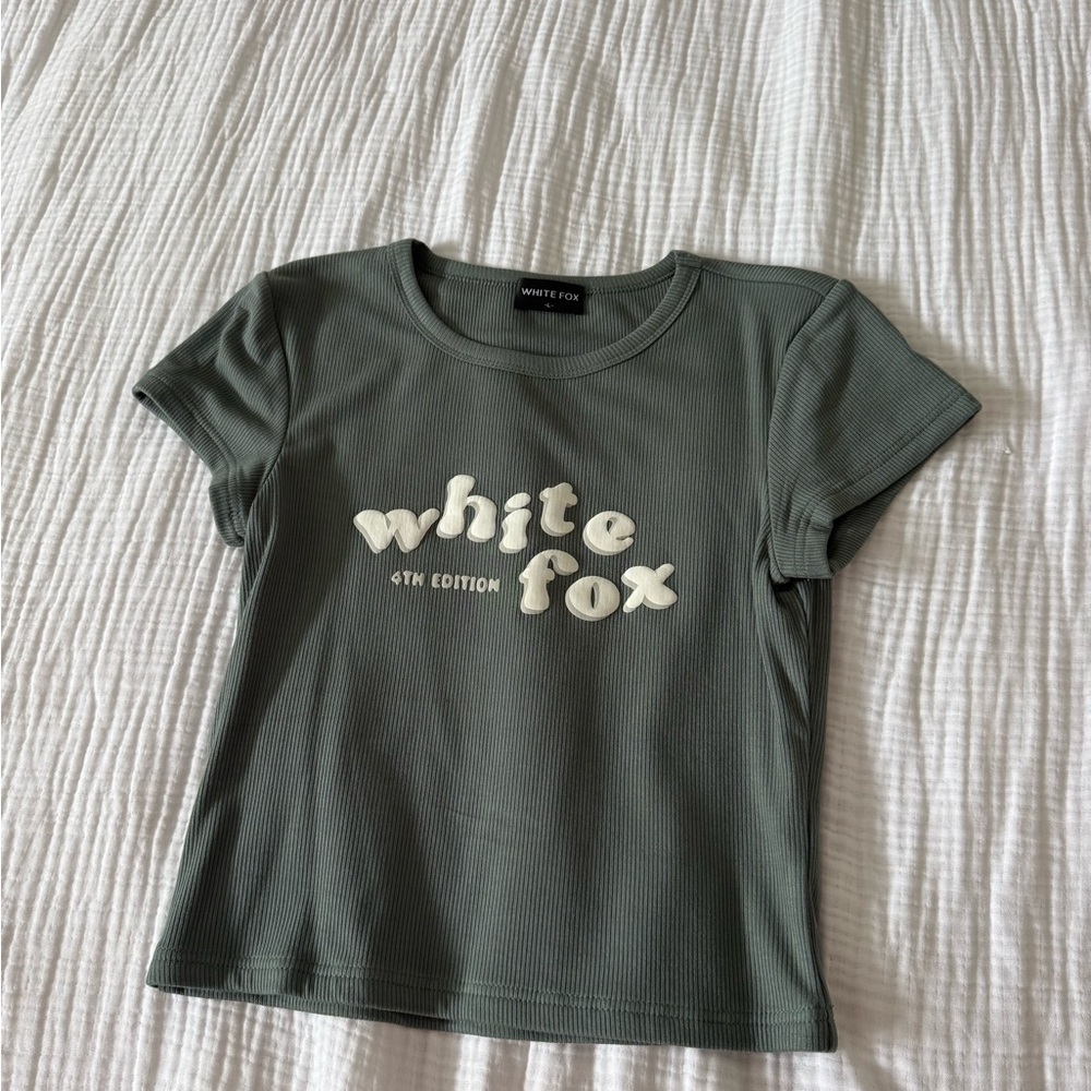White Fox Boutique Olive Green Short Sleeve Tee